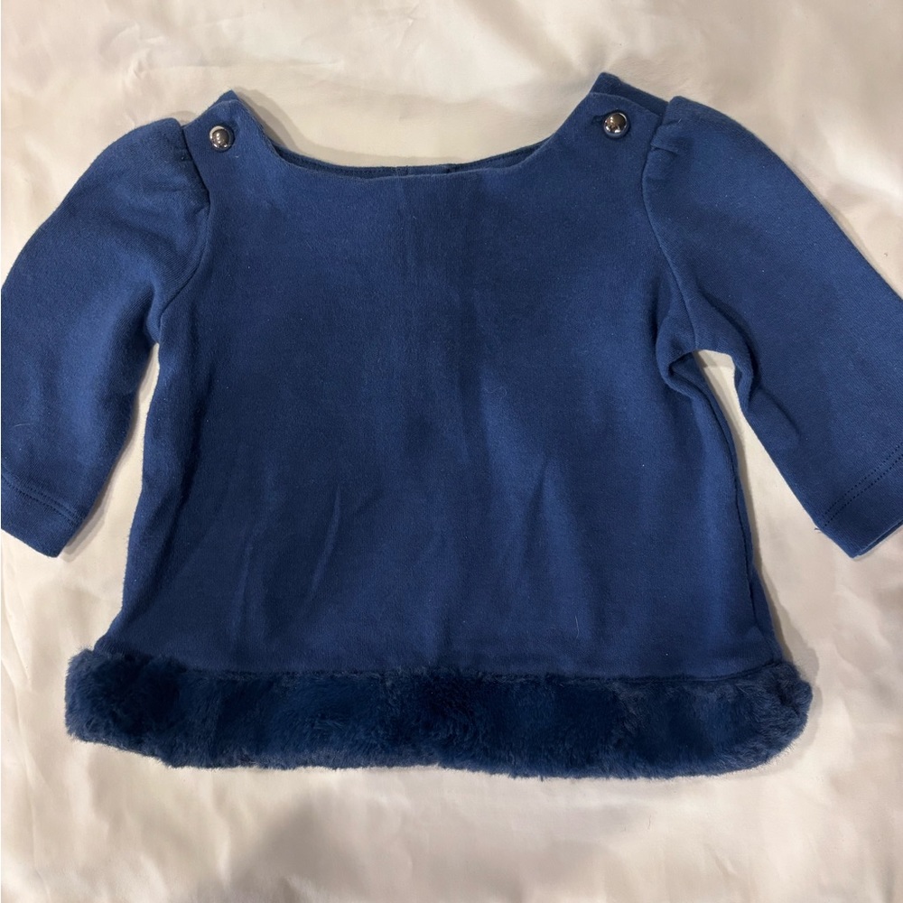 Janie and Jack Blue Fleece-Trimmed Sweater